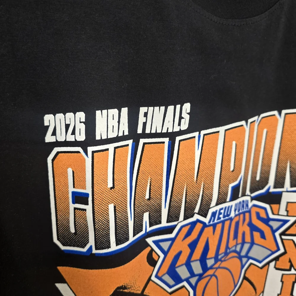 NBA New York Knicks Black Orange & Blue Crewneck Graphic Tee